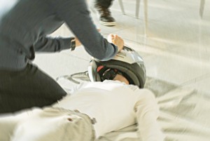 Motorradfahrer-Helm-Detail